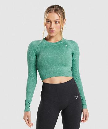 Corp Tops Gymshark Adapt Fleck Seamless Long Sleeve Mujer Verde | CO 2548GSO